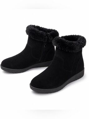 Women’s Black Faux-Fur Ankle Boots